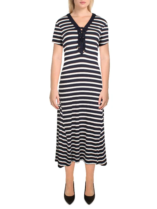 Womens Jersey Striped Midi Dress