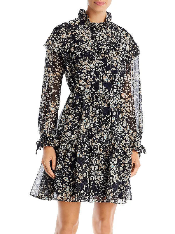 Denada Womens Floral Print Short Mini Dress