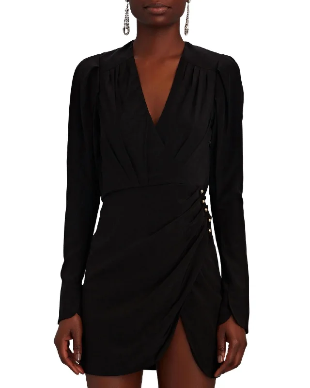 Leilani Stretch Long Sleeve Mini Dress In Black