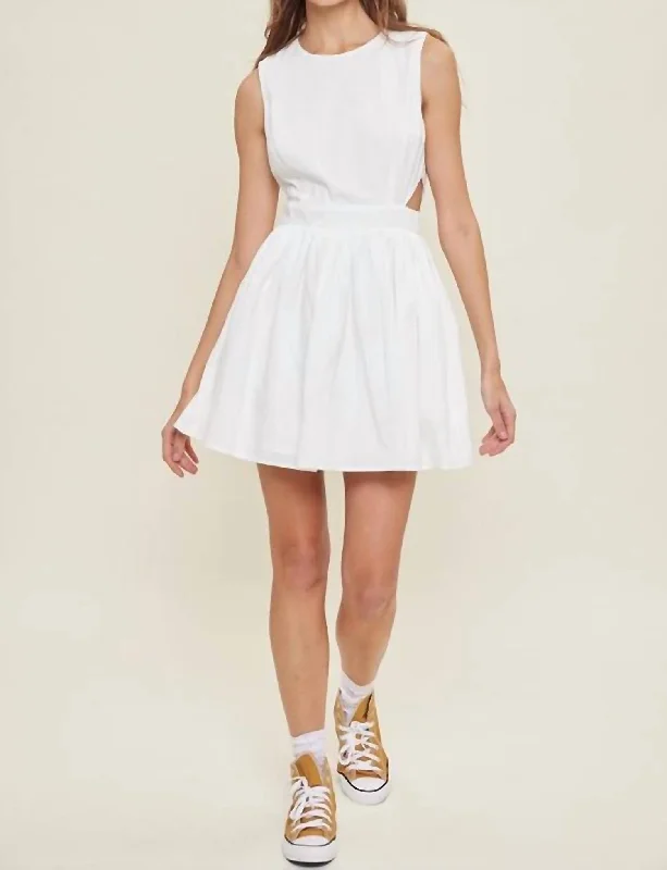 Side Cutout Mini Dress In Off White