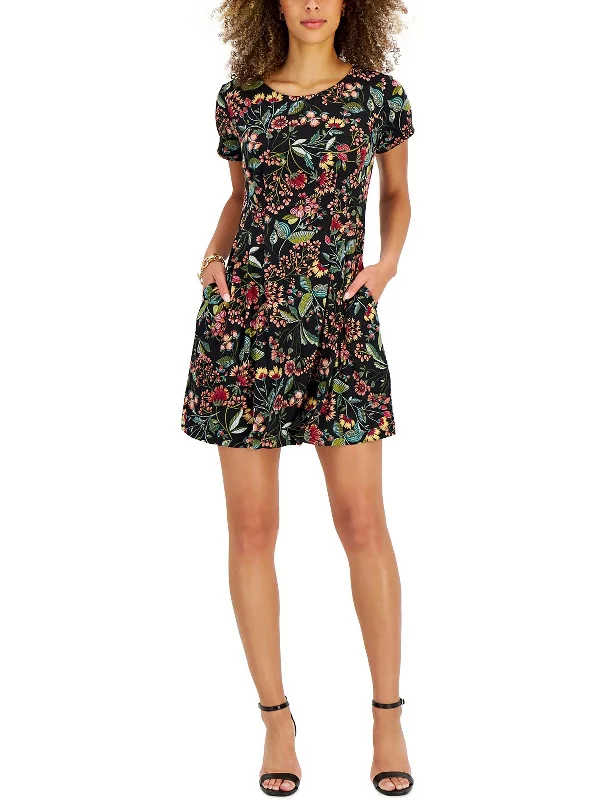 Womens Floral Print Polyester Mini Dress