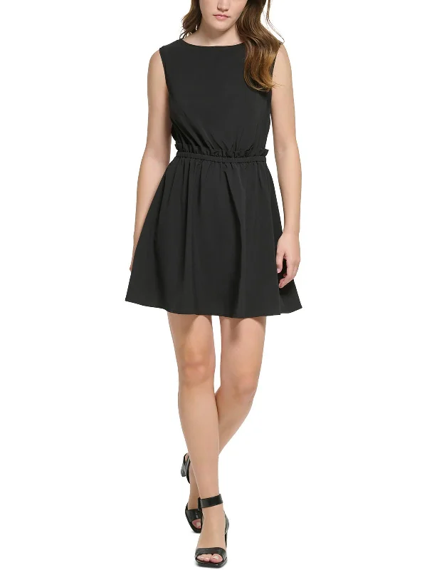 Womens Mini Polyester Fit & Flare Dress