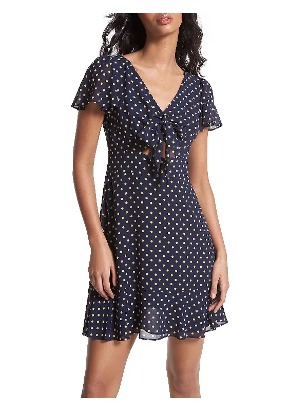 Womens Polka Dot Recycled Polyester Mini Dress