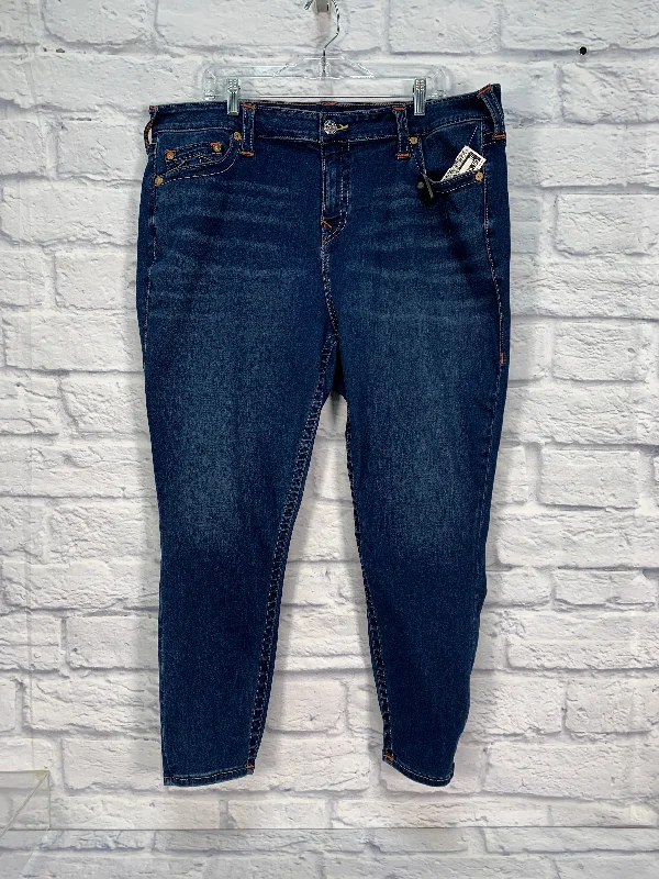 Blue Denim Jeans Cropped True Religion, Size 24w