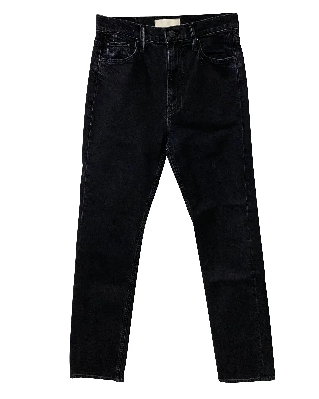 Mother Jeans with Washed-out Detail in Black Cotton