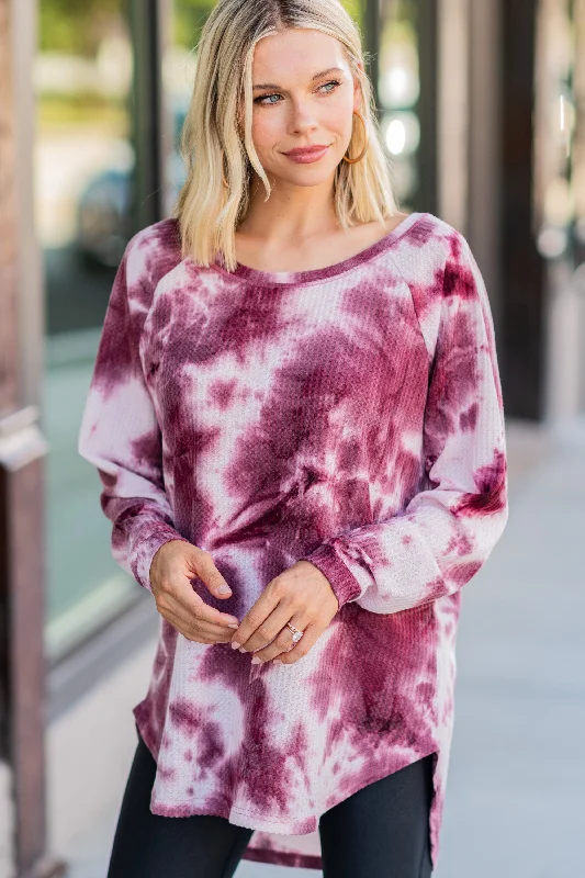 Easy Like Sunday Wine Red Tie Dye Tunic