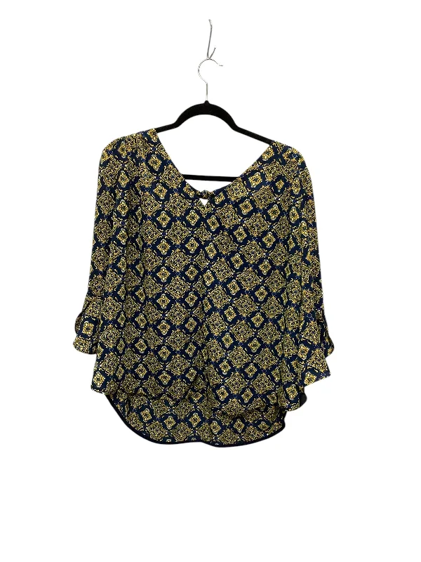 Top Long Sleeve By 41 Hawthorn In Blue & Yellow, Size: 2x