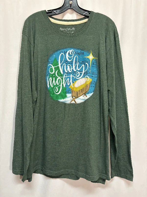 Top Long Sleeve By Cmf In Green, Size: L