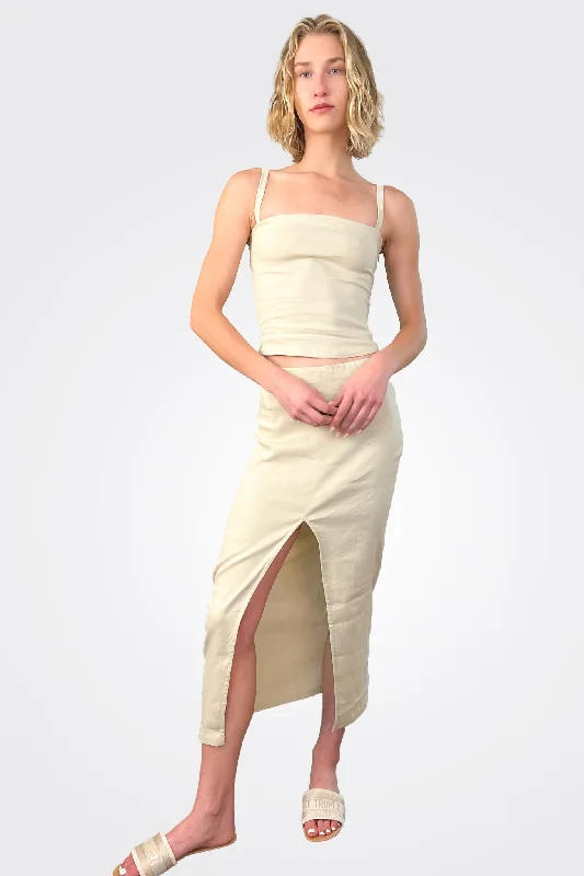 Front Slit Skirt - Natural