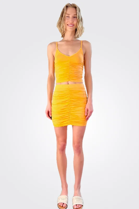 Shirred Mini Skirt - Marigold