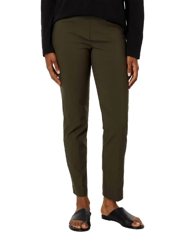 Ankle Slit Pull On Pant In Olive