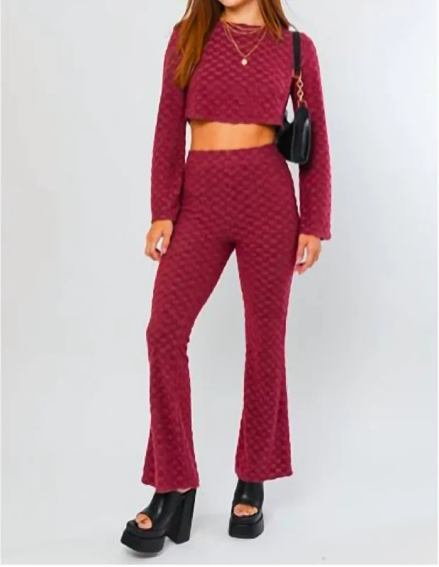 Checkered Pants In Burgundy