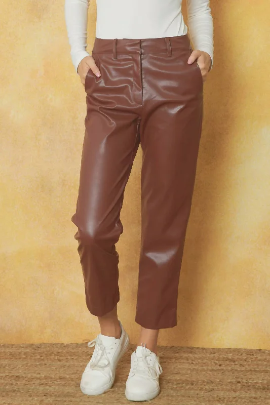 Faux Leather Pants In Chocolate