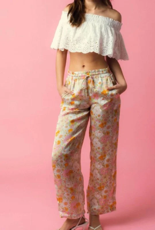 Floral Silky Pants In Multi