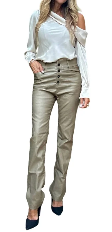 Nora Vegan Pants In Beige/gold