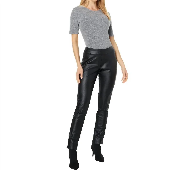 Pull On Pleather Pants In Black