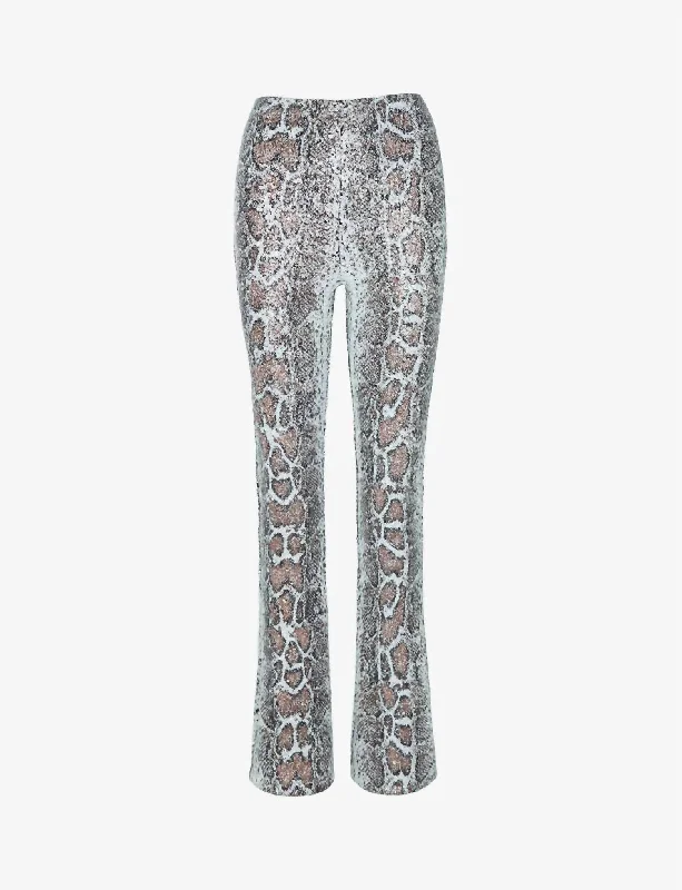 Sequin Animal Flare Legging In Copper Snake