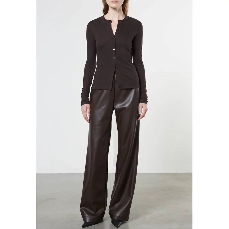 Soft Faux Leather Straight Leg Pant In Espresso