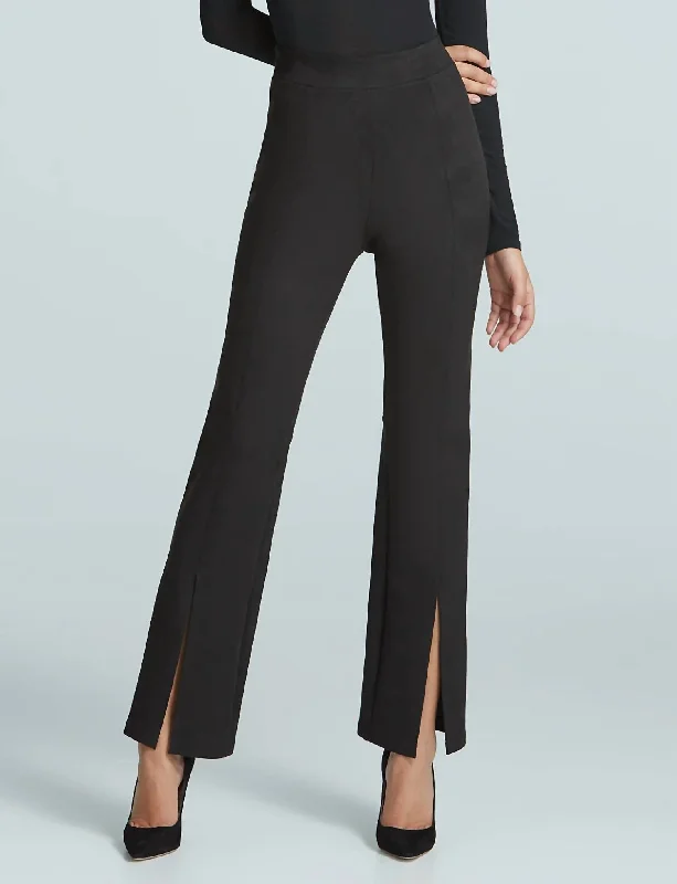 Suede Split Front Pant In Black