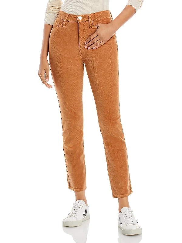 Sylvie Womens Corduroy Mid Rise Straight Leg Pants