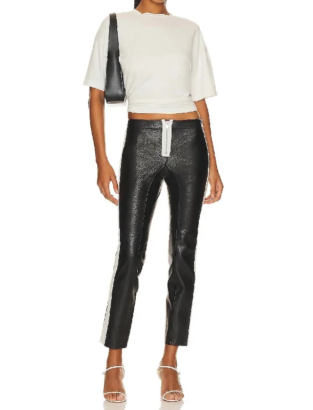 The Leather Moto Pant In Black/white