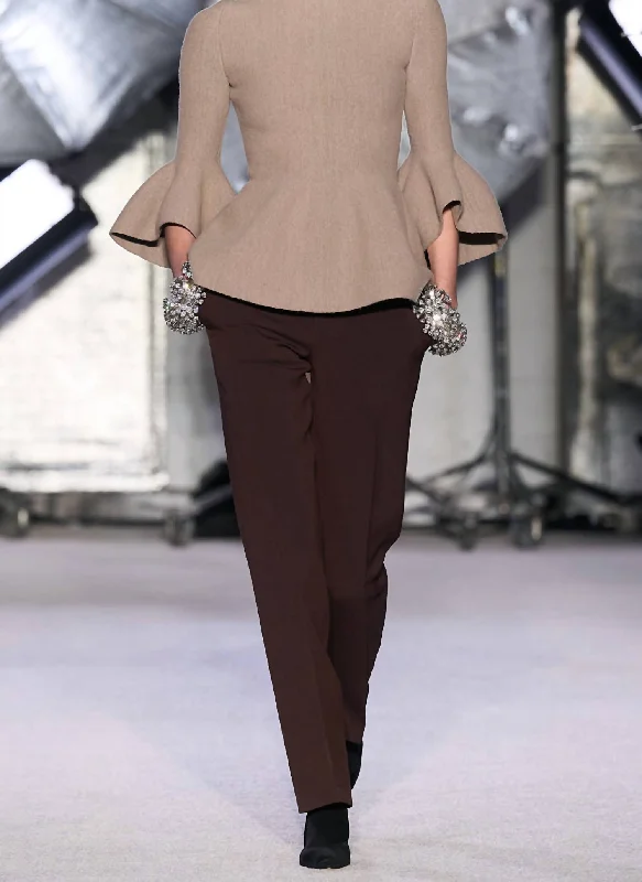 The Soren Crepe Cropped Trouser In Brown