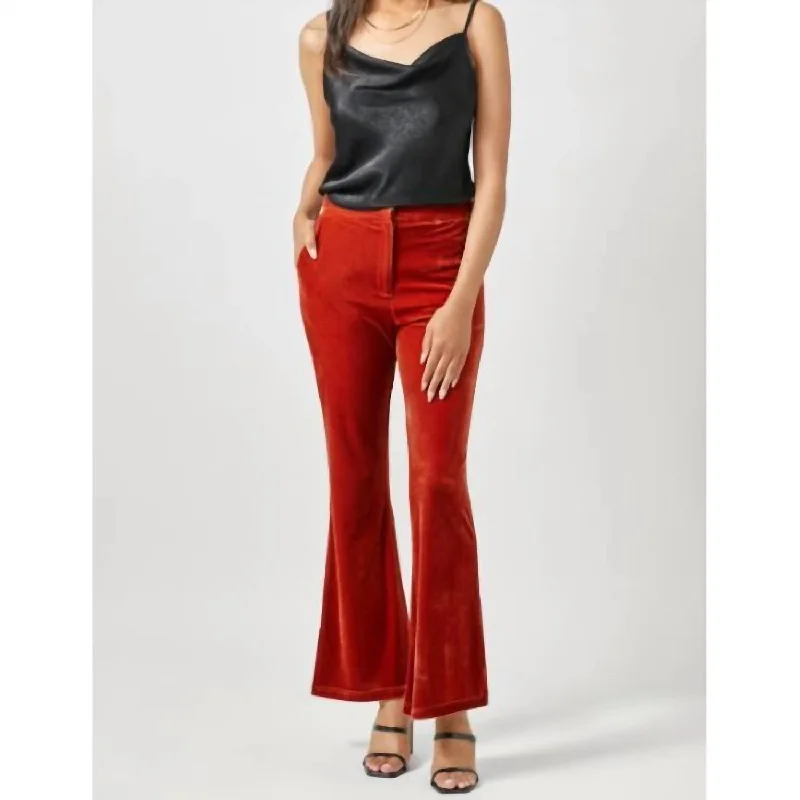 Velvet Flare Trousers In Sunset (Orange)