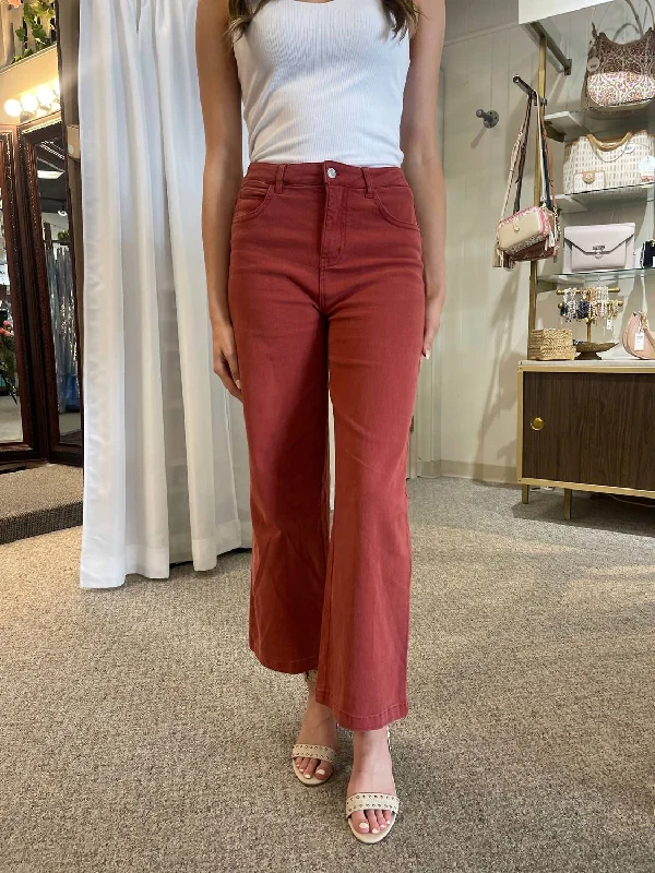 Wide Leg Pants In Rust