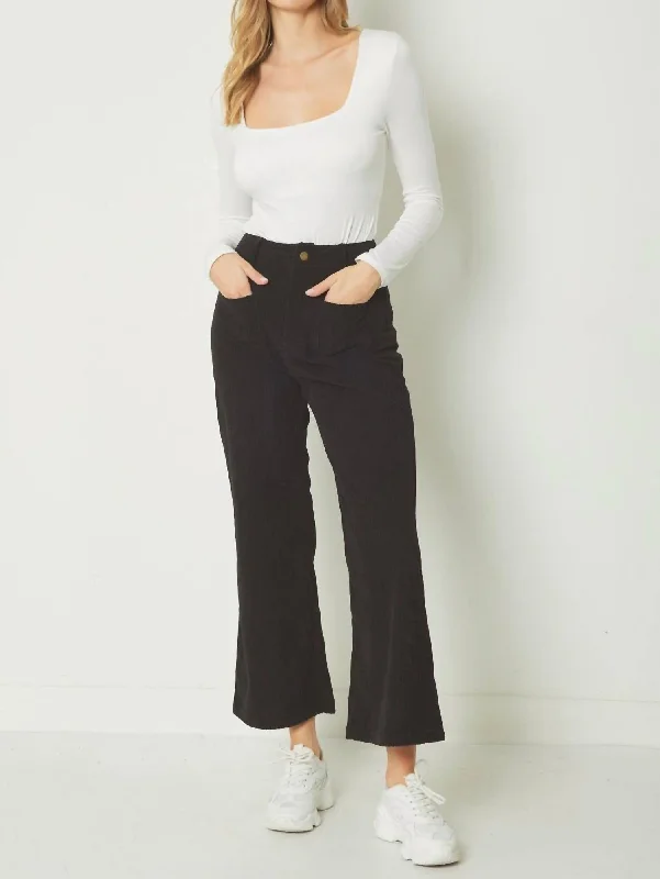 Women's Corduroy Crop Kick Pants In Black