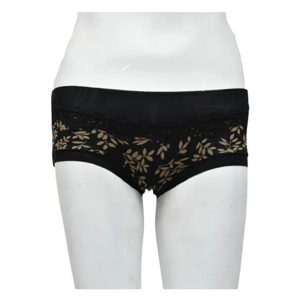 Black Printed Cotton Panty