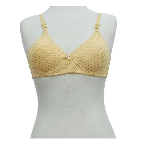 Cotton Bra Tiny Dots Bra Wirefree Padded Push Up Bra Full Coverage Cotton Bra