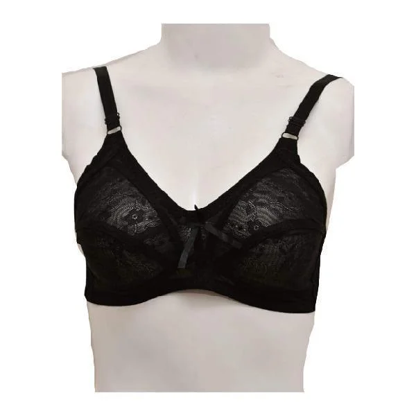 Soft Net Fancy Bra-Black