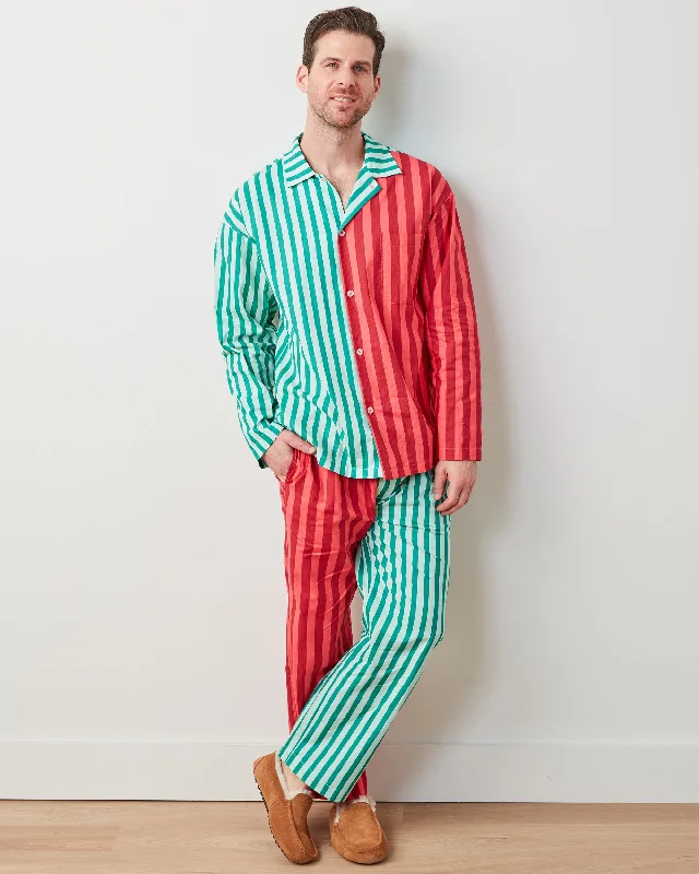 Holiday Stripes - Men's Long PJ Set - Spearmint & Peppermint