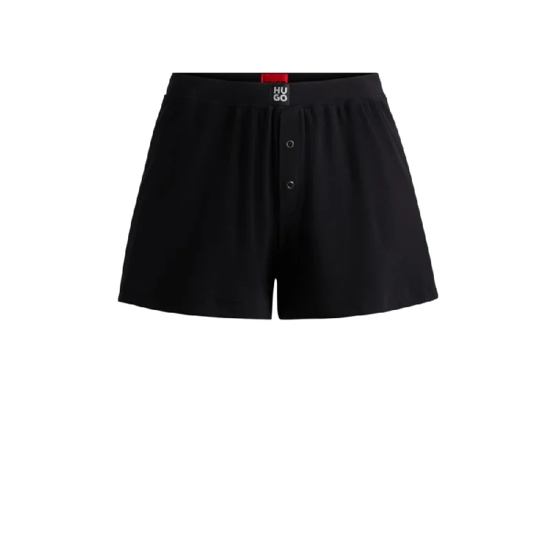 Ribbed pajama shorts in stretch cotton with stacked logo