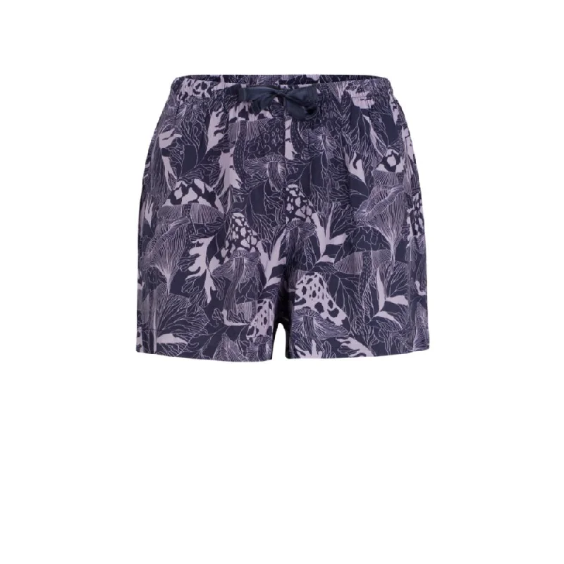 Satin pajama shorts in a seasonal print