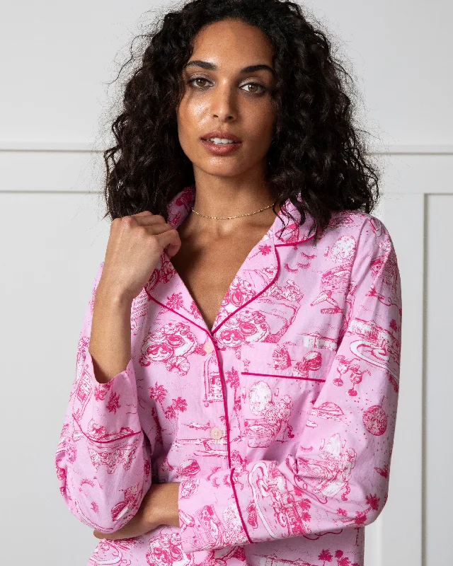 PF x Sean Taylor Girls' Trip Toile - Long PJ Set - Rose