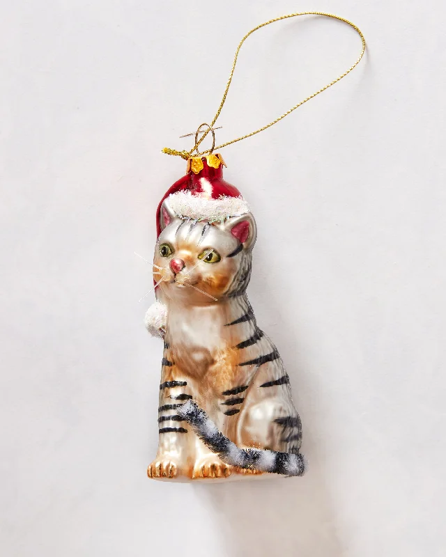 Tabby Cat with Santa Hat Ornament- Ornamentally You