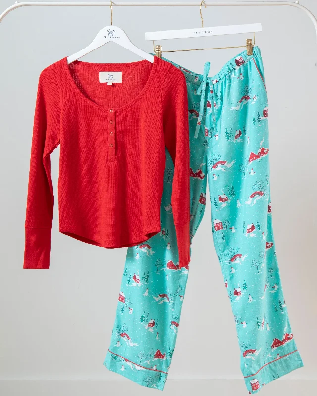 Winter Wonderland - Henley & Lightweight Flannel PJ Pants Set - Snow Day