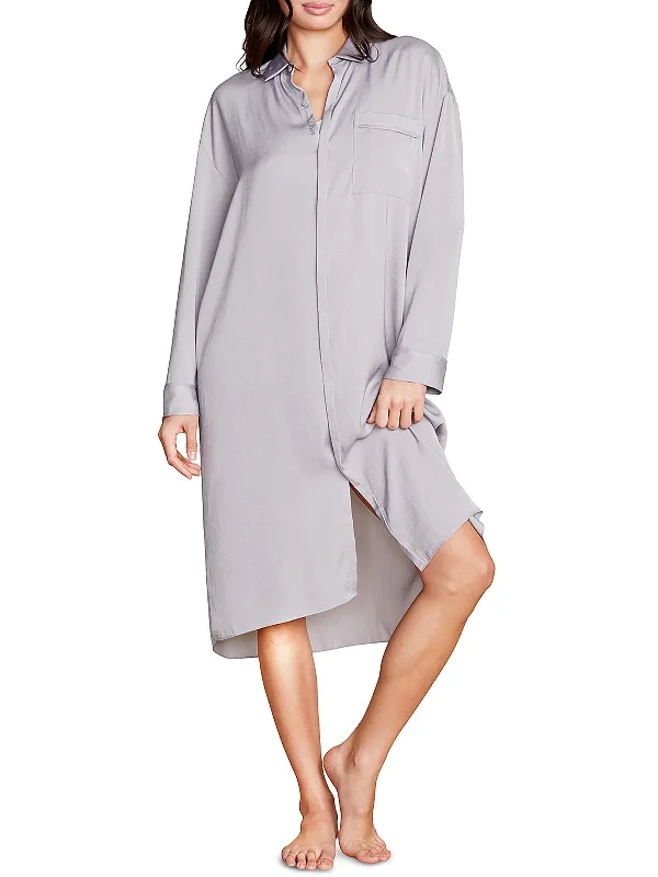 Womens Satin Sleepwear Nightshirt